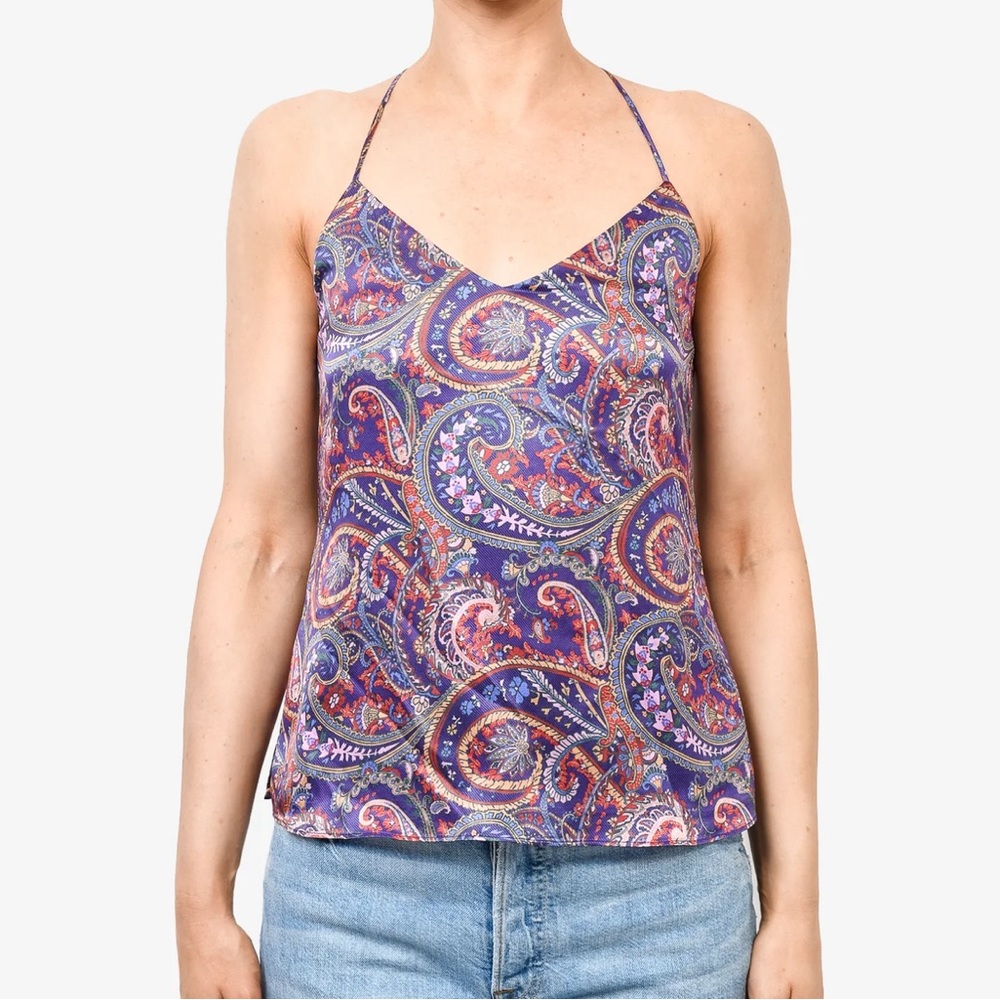 L'Agence Silk Paisley Print Tank Top. - Picture 2 of 5